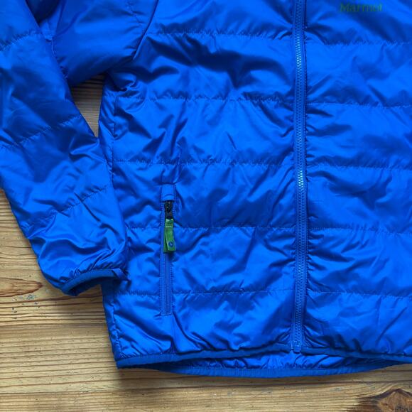 Marmot royal blue puffer full zip high neck boys jacket SIZE XL - Picture 2 of 5